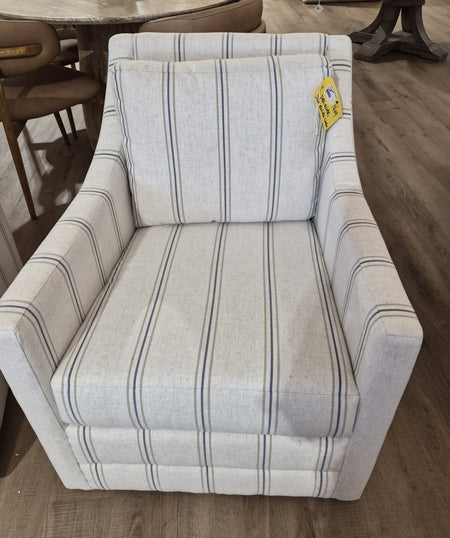 Slim Swivel Chair in Navy/Tan Stripe on Cream (2 in stock)