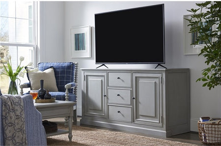 Summer Hill - Entertainment Console French Gray Finish (1 left) 50% off retiring stock