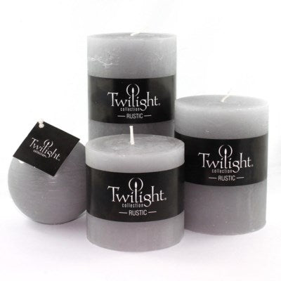 Grey Rustic Pillar Candles 3" x 4"