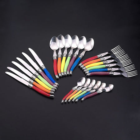 Laguiole from France Rainbow Flatware 24 pc set (3 sets in stock)