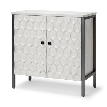 Savannah White Wood and Iron 2 door Cabinet (1 in stock)