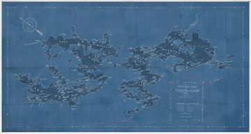 Map Motorboat Guide of Muskoka Lakes Large Framed Canvas Classic Blue 81 x 43 (1 in stock)