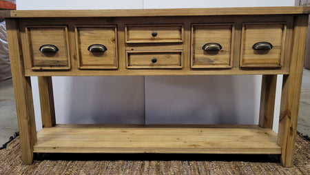 Rustic Irish Coast 6 Drawer Large Console Table Natural (1 in stock)