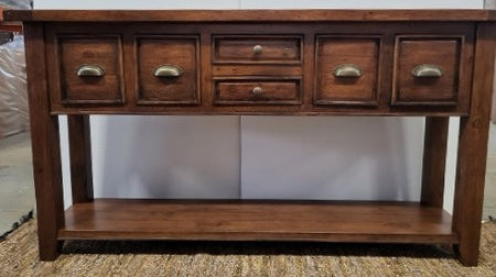 Rustic Irish Coast 6 Drawer Large Console Table Suntan (2 in stock)
