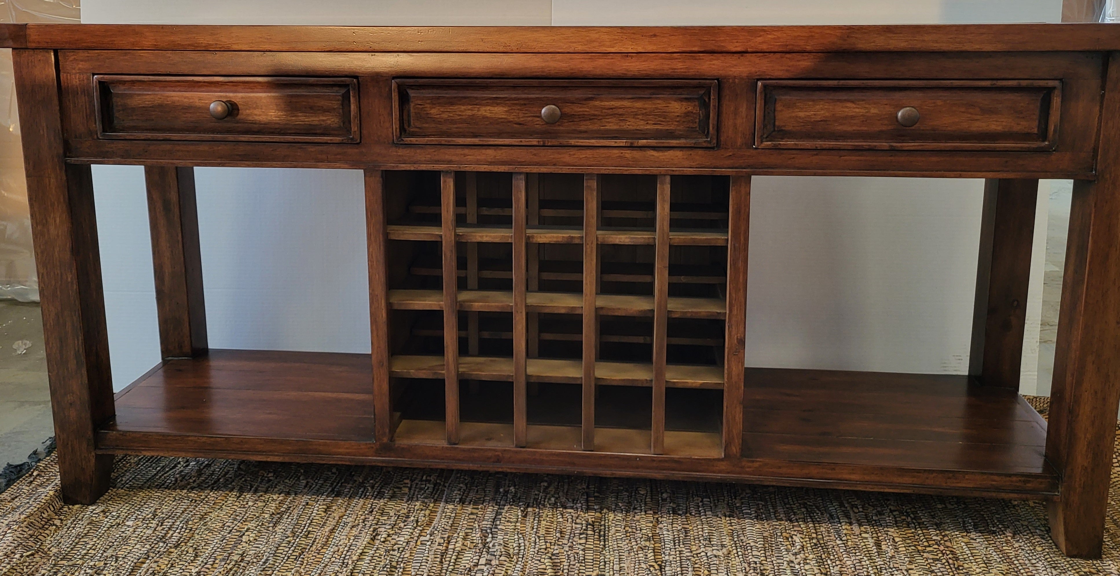 Rustic Irish Coast Ashlyn 3 Drawer Large Wine Console Table Suntan (1 in stock)