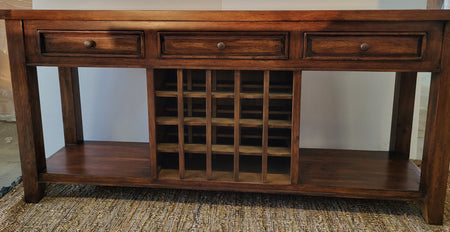 Rustic Irish Coast Ashlyn 3 Drawer Large Wine Console Table Suntan (1 in stock)