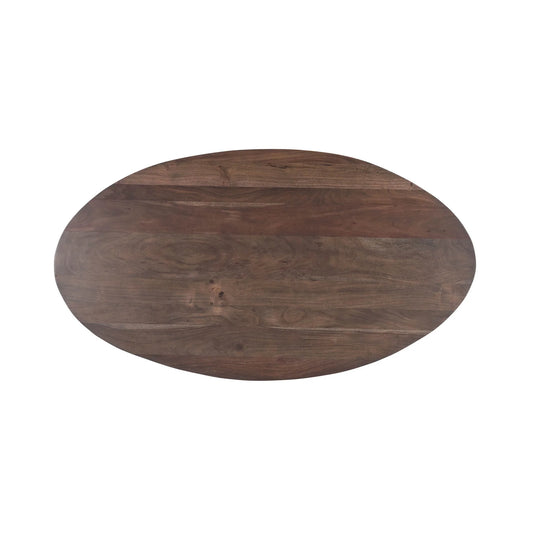 Aspen Oval Dining Table brown wood & Silver Metal Base (1 in stock)