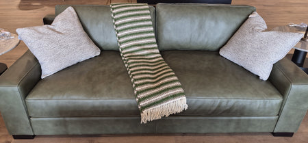 Athena Sofa Moss Green Top Grain Leather 86" (1 in stock)