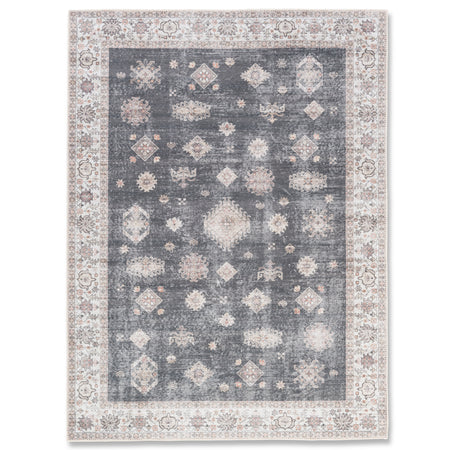 Aura Washable Spill Proof Rug Style 1474 Charcoal Beige Multi Tones 9' x 12'