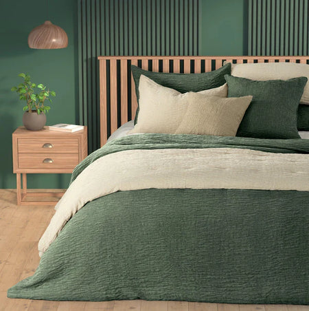 Barbara Queen Green Textured Velour Quilt  (1 in stock)