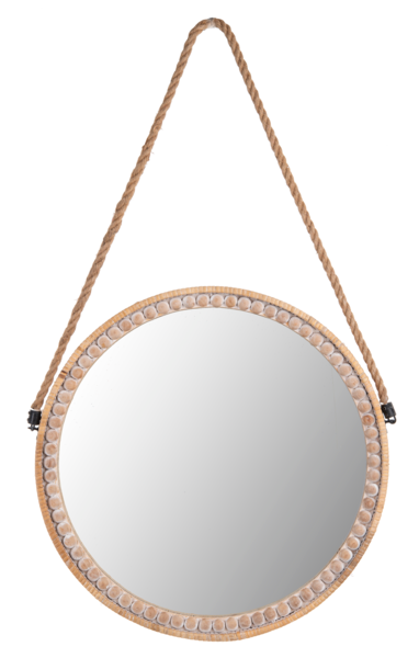 Round Beaded Mirror with Rope Hanger (2 in stock)