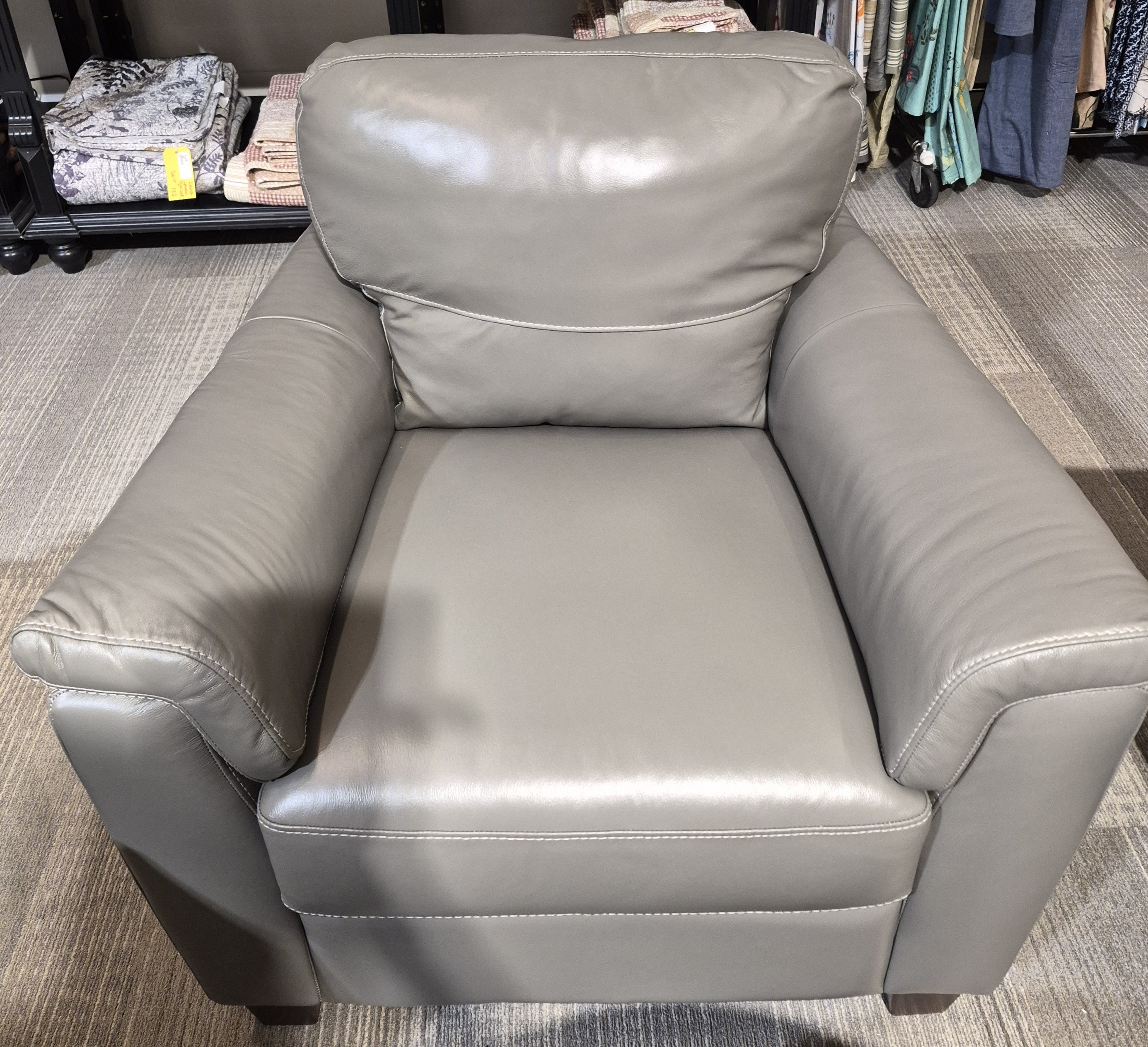 Belfast Grey Leather Chair Made in Italy (1 in stock)