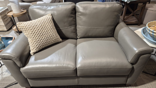 Belfast Grey Leather Loveseat Made in Italy (2 in stock)