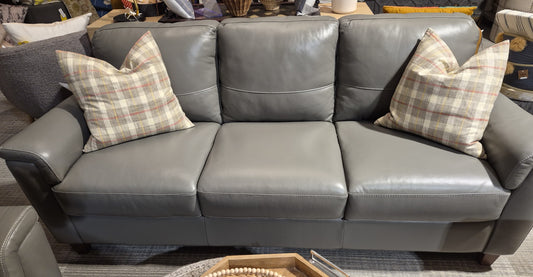 Belfast Grey Leather Sofa Made in Italy (3 in stock)