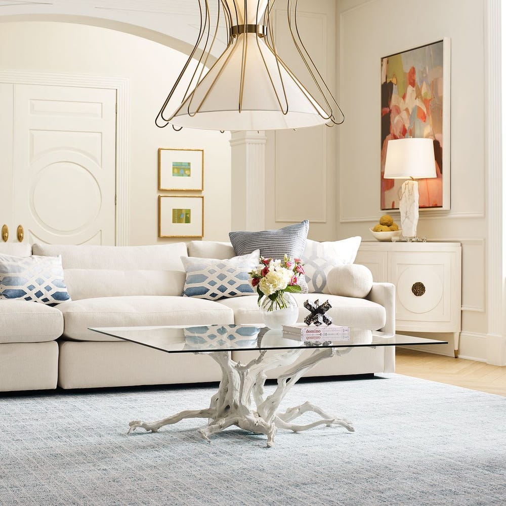 Big Sur Driftwood 48" Square Coffee Table w Glass (1 in stock)
