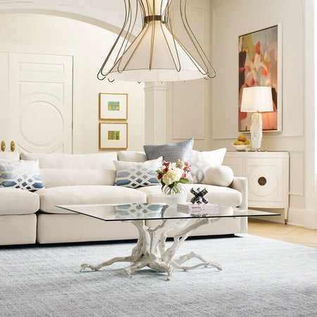Big Sur Driftwood 48" Square Coffee Table w Glass (1 in stock)