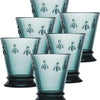 Colored Bee Tumbler Blue Glassware set of 6 (3 sets in stock)