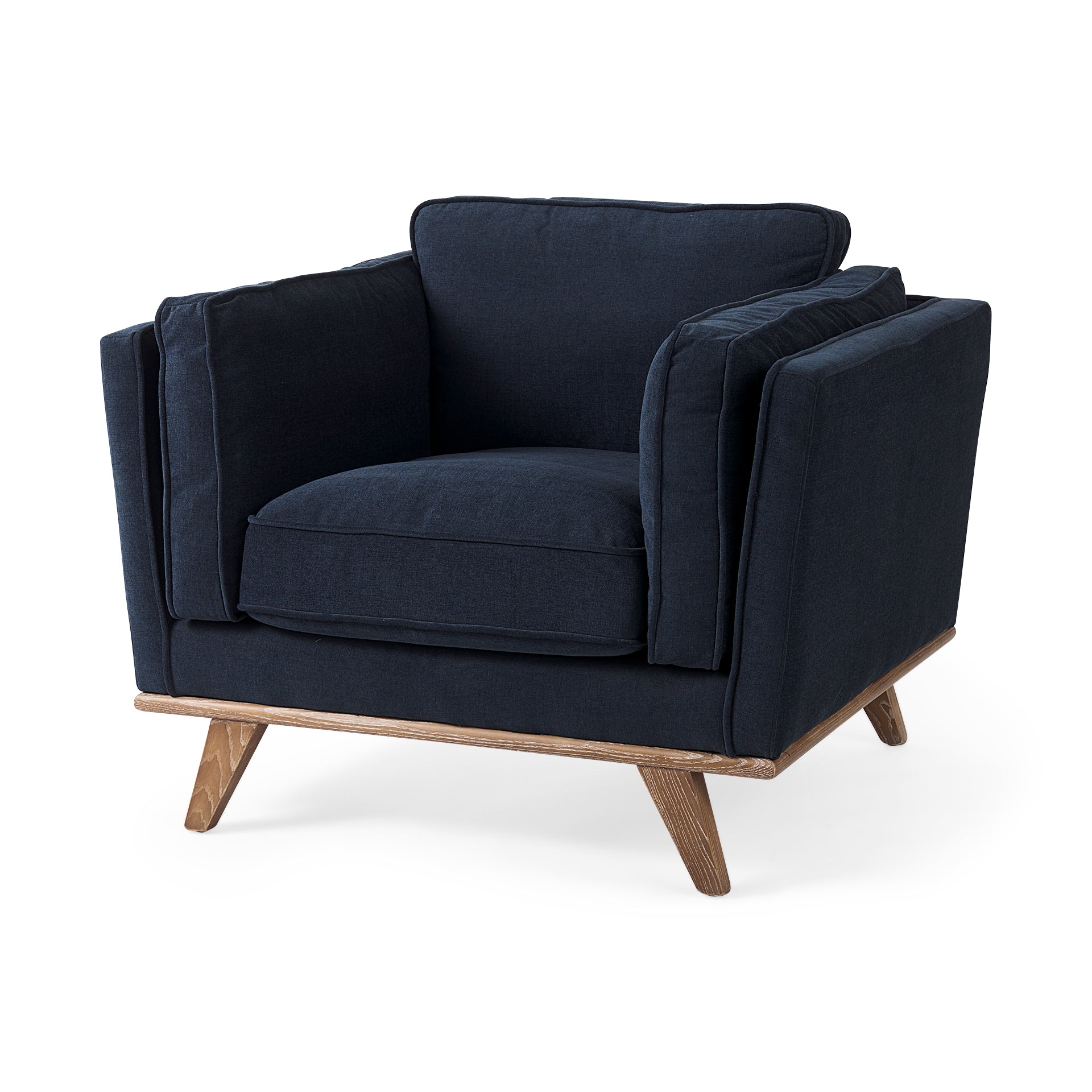 Brooks Wood Frame Upholstered Navy Chair (2 in stock)