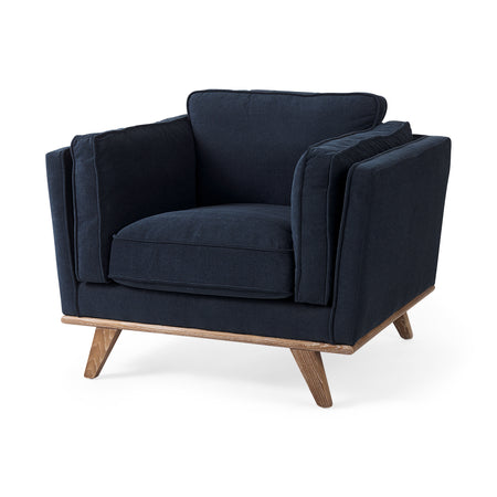 Brooks Wood Frame Upholstered Navy Chair (2 in stock)