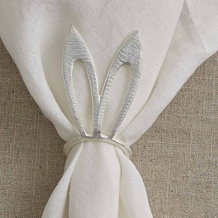 Silver Finish Bunny Ear Napkin Rings set of 4