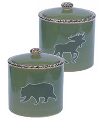 Hand Painted Ceramic Cabin Collection Moose Canister (4 in stock)