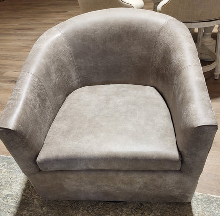 Carina Swivel Chair in Leather Caribe Stone (2 in stock)