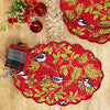 Chickadee Red Scalloped Quilted Placemats set of 4