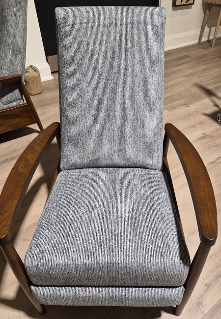 Cornell Recliner in Rhea Platinum Fabric with Maple Frame (2 in stock)