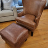 Darwyn Leather Wing Chair and Ottoman Bespoke Marrone (1 in stock)