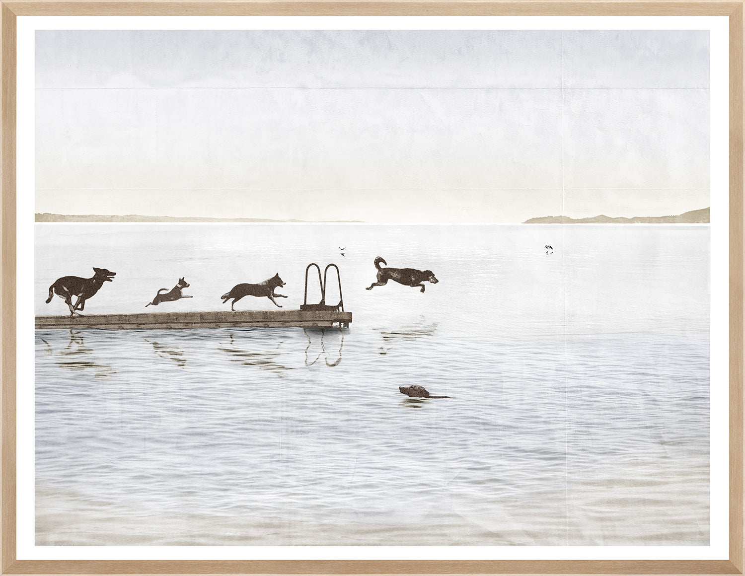 Dogs Day At The Cottage Small Art framed with glass (1 in stock)