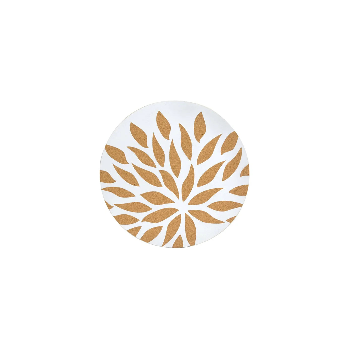 Floral White Round Cork Printed  Placemat 15" (20 in stock)