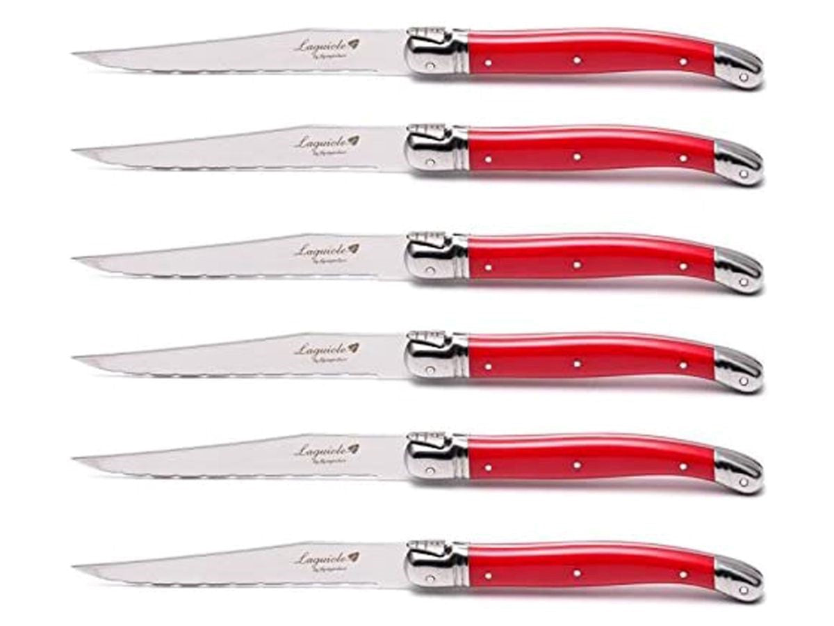 Laguiole Steak Knives Fruity Red set of 6 (qty of 3 in stock)