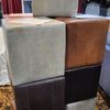 Guy Top Grain Leather Cube Ottoman, assorted colors in stock, 12 available