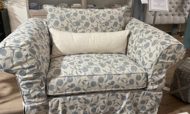 Heather Large Slipcovered Chair and a Half  Fabric Blue Cream Floral (1 in stock)