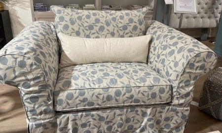 Heather Large Slipcovered Chair and a Half  Fabric Blue Cream Floral (1 in stock)