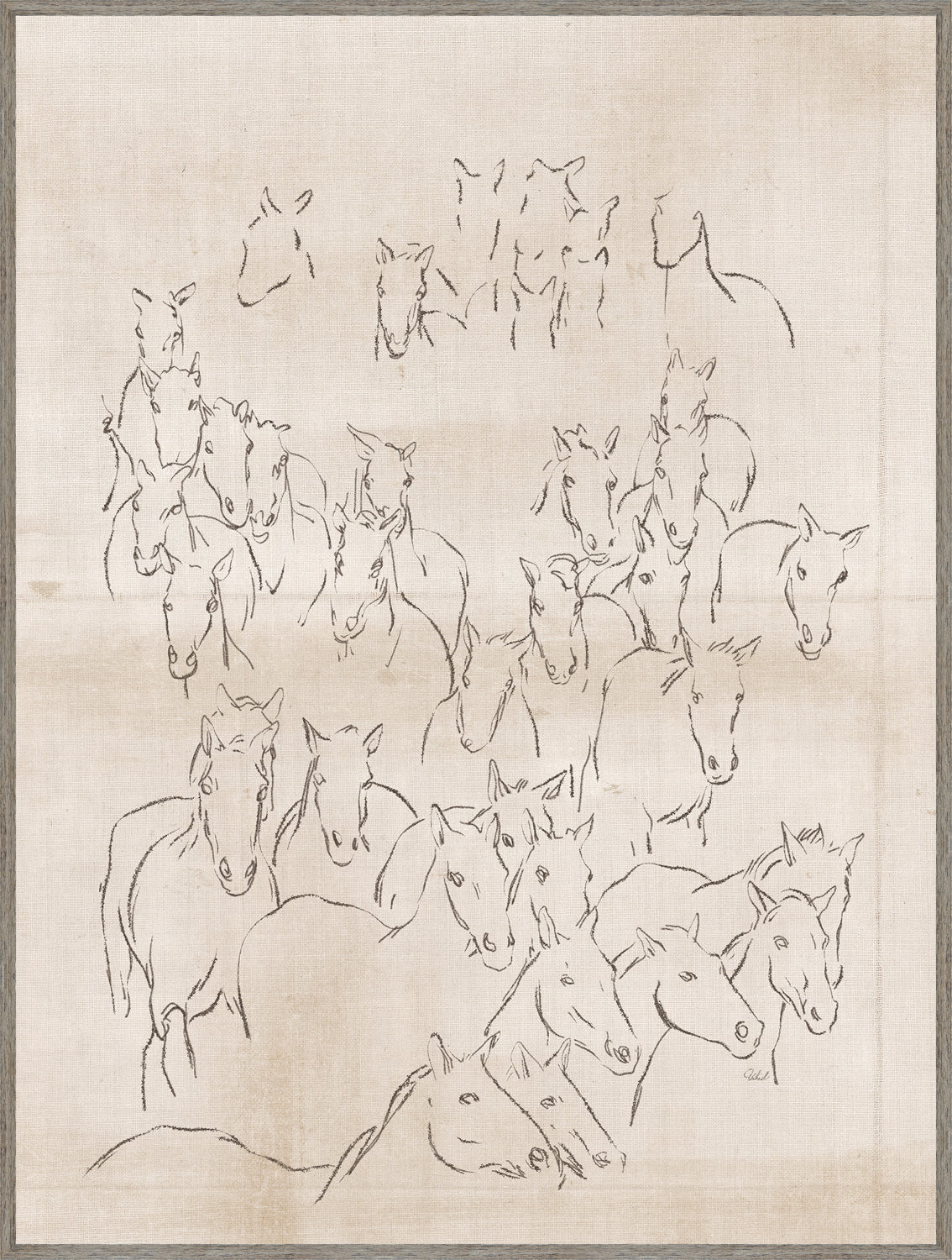 Herd of Horses framed art with glass