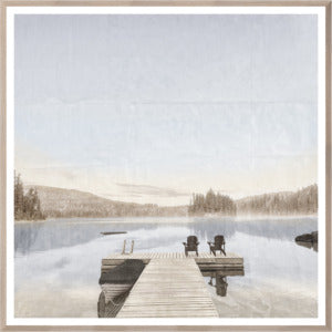 Idyllic Lake Large framed art with glass