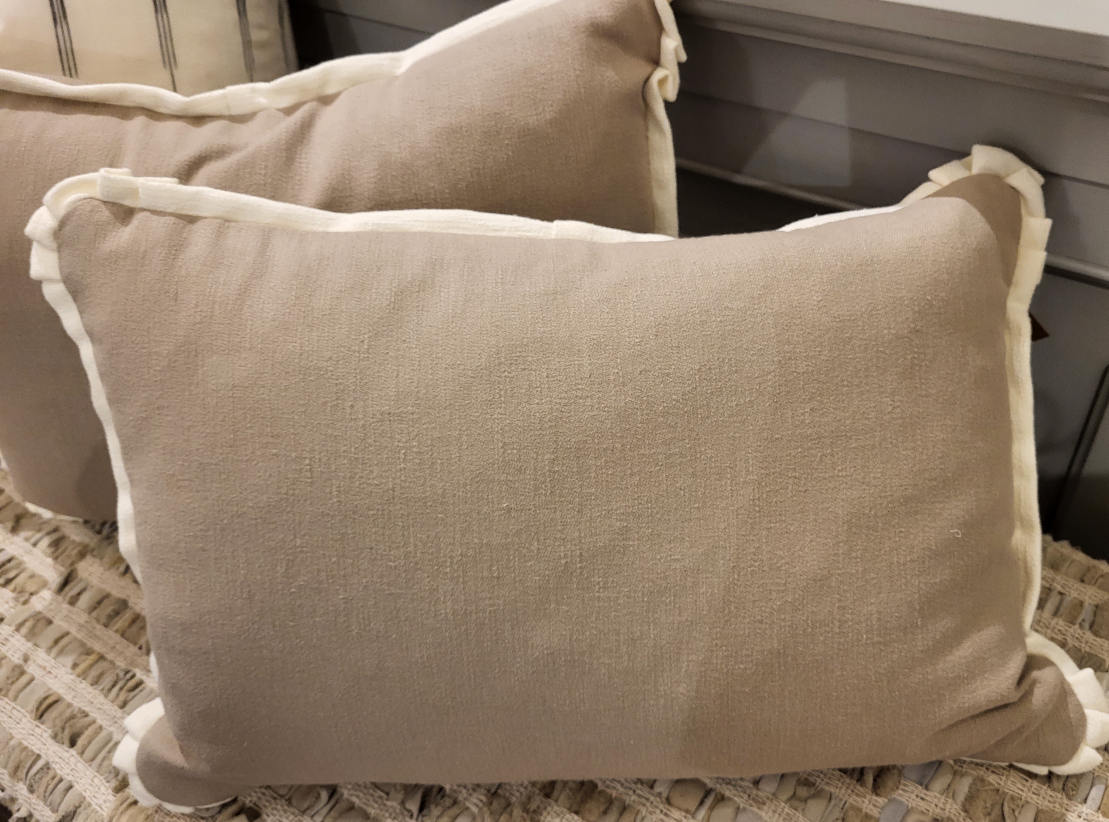 Index Brown with Cream Piping Cushion 12x18 (4 in stock)