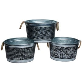 Metal Wine Tub with jute rope handles  (qty of 3  in stock)