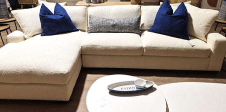 Laguna Sectional Sofa w Chaise Performance Fabric Cream Boucle (1 in stock)