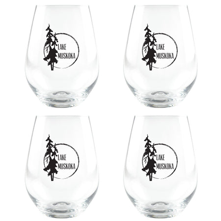 Lake Muskoka Etched Stemless Glassware set of 4 (3 sets in stock)