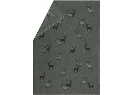 Austrian Luca Cotton Throw Pair of Stags Black and Grey (qty of 2 in stock)