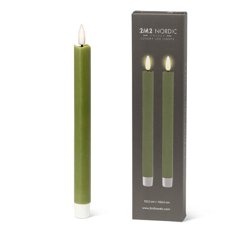 Nordic Luxlite LED Taper Candle Green pack of 2  (qty of 4 packs in stock)