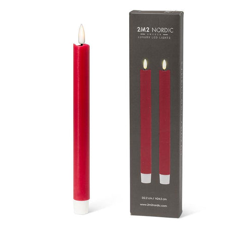 Nordic Luxlite LED Taper Candle Red pack of 2  (qty of 4 packs in stock)