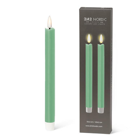 Nordic Luxlite LED Taper Candle Sage pack of 2  (qty of 4 packs in stock)