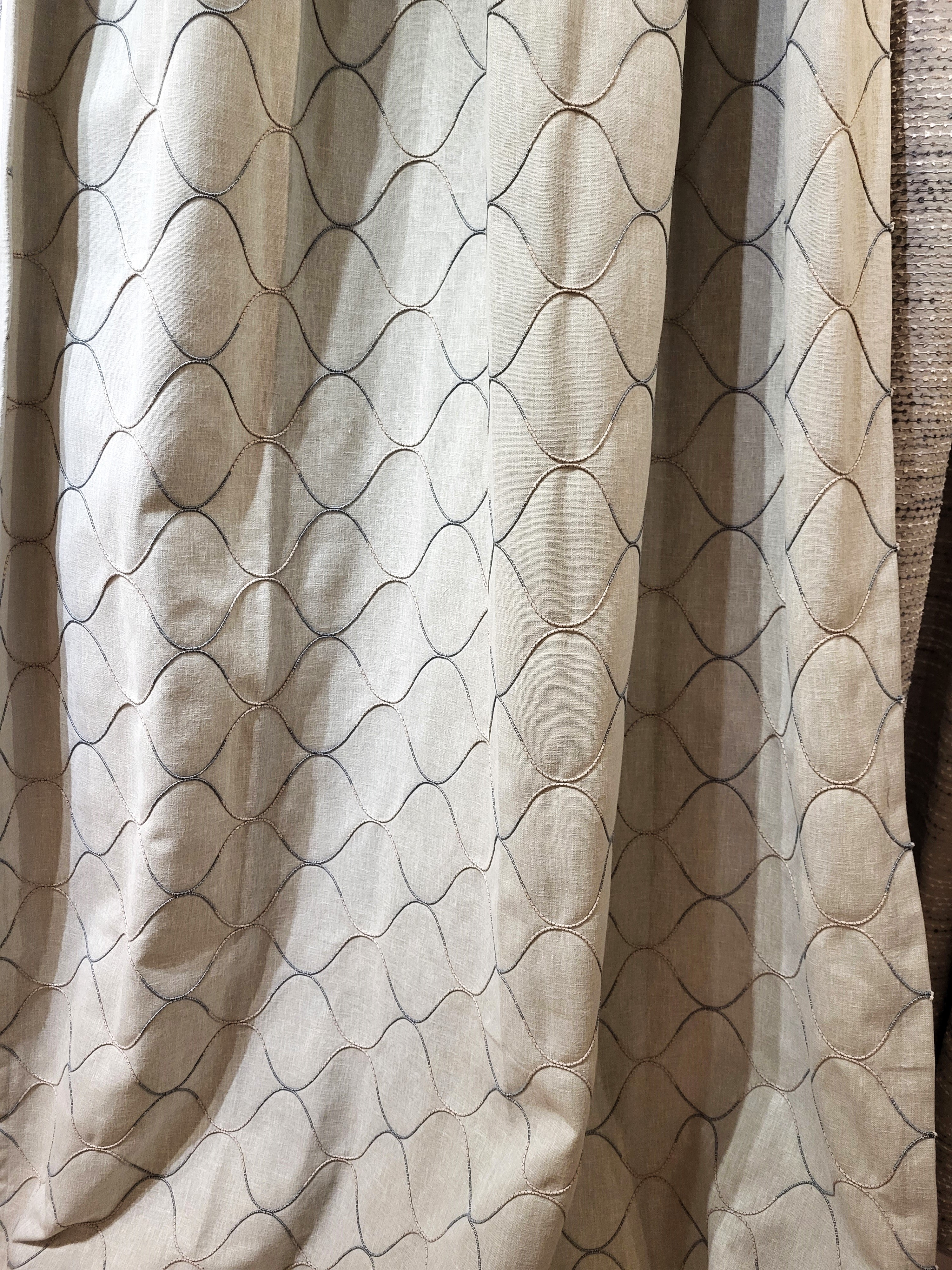 Aspen Silver Luxury Drapery Panels Rod Pocket Top Lined  (4 in stock)