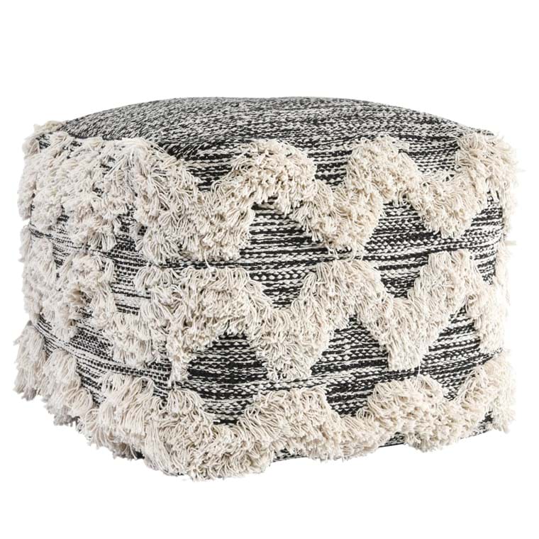 Maeve Black Ivory Pouf 18" (1 in stock)