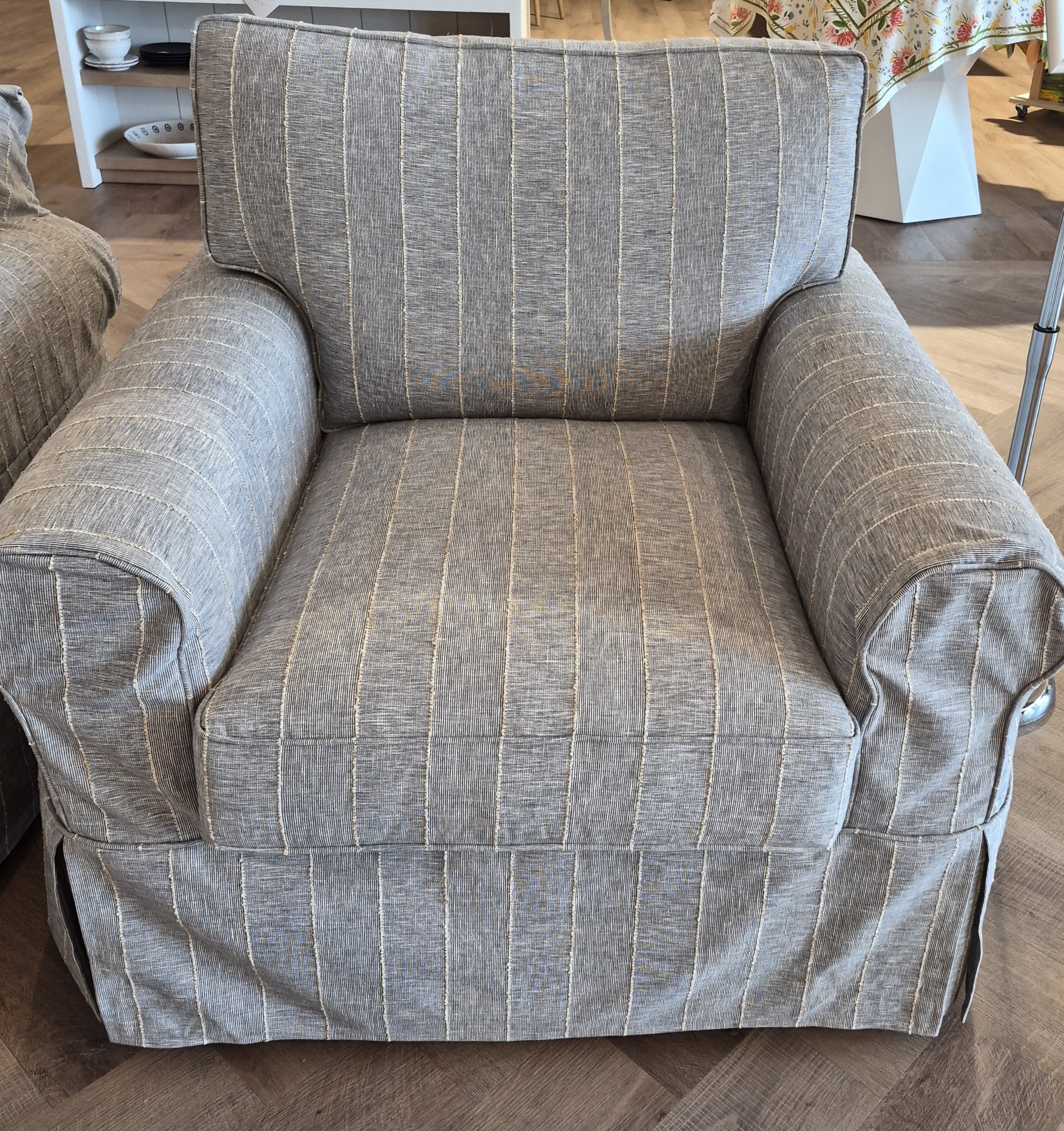Marcus Slipcover chair Pale Blue Wide Stripe (2 in stock)