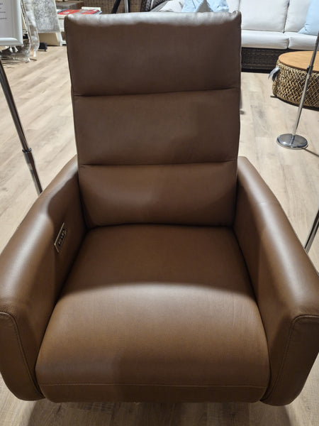 Meagan Swivel Recliner with Power Headrest and Battery Pack Cognac Leather (2 in stock)