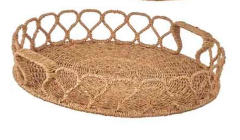 Medium Round Looped Seagrass Handled Tray 21.5" (2 in stock)